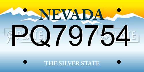 PQ79754 Nevada License Plate