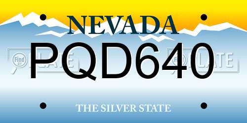 PQD640 Nevada License Plate