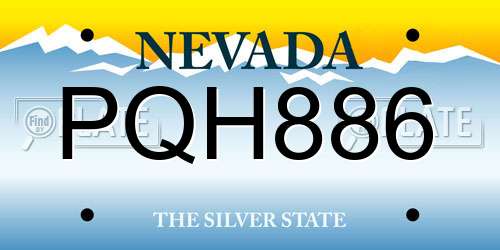 PQH886 Nevada License Plate