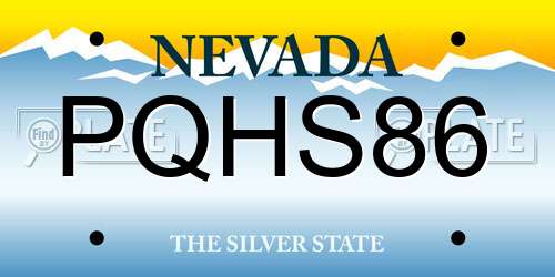 PQHS86 Nevada License Plate