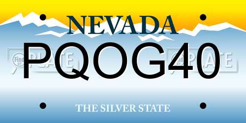 PQOG40 Nevada License Plate