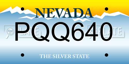 PQQ640 Nevada License Plate