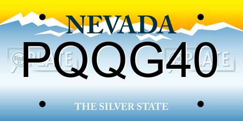 PQQG40 Nevada License Plate