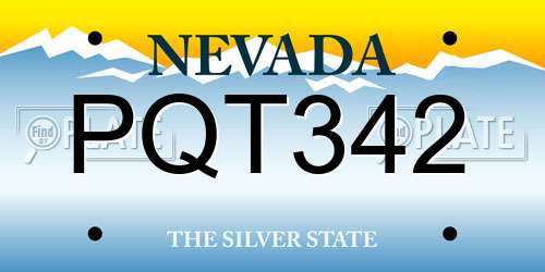PQT342 Nevada License Plate