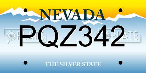 PQZ342 Nevada License Plate