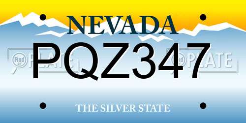 PQZ347 Nevada License Plate