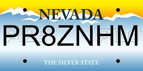 PR8ZNHM Nevada License Plate