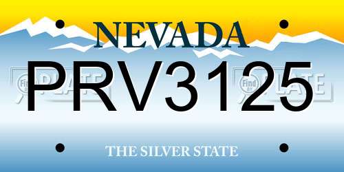 PRV3125 Nevada License Plate