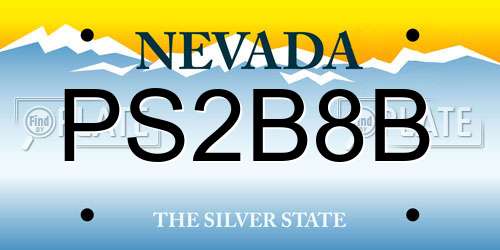 PS2B8B Nevada License Plate