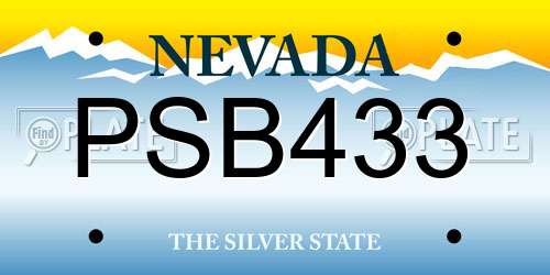 PSB433 Nevada License Plate