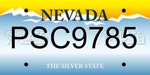 PSC9785 Nevada License Plate