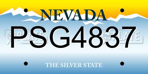 PSG4837 Nevada License Plate