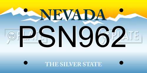 PSN962 Nevada License Plate