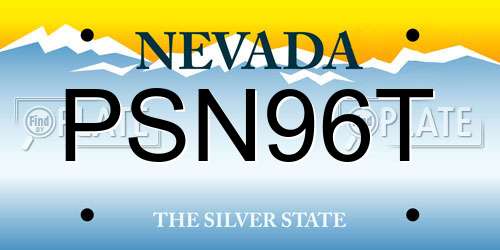 PSN96T Nevada License Plate