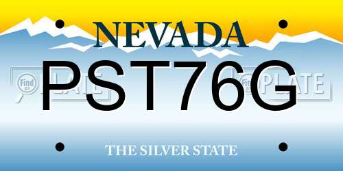 PST76G Nevada License Plate