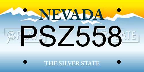 PSZ558 Nevada License Plate