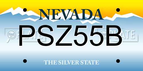 PSZ55B Nevada License Plate
