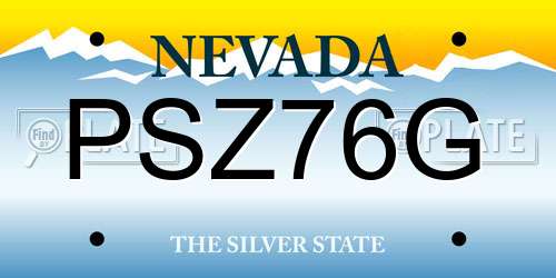 PSZ76G Nevada License Plate