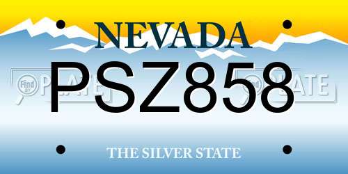 PSZ858 Nevada License Plate