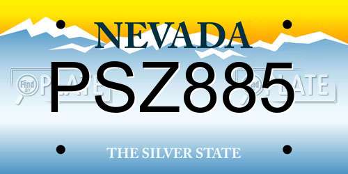 PSZ885 Nevada License Plate