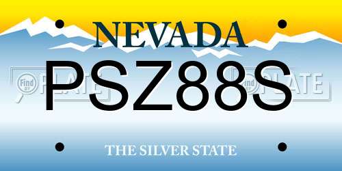 PSZ88S Nevada License Plate