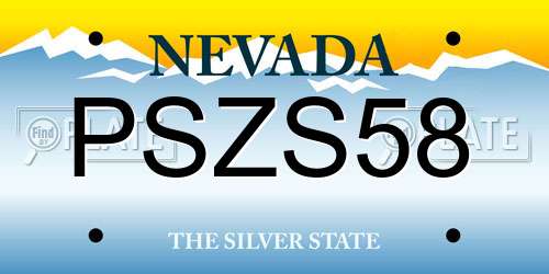 PSZS58 Nevada License Plate