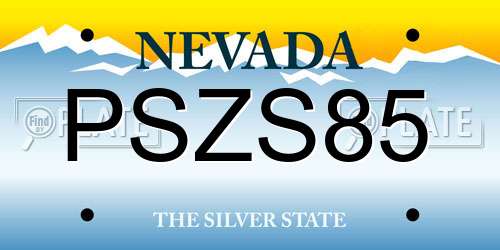PSZS85 Nevada License Plate