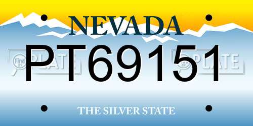 PT69151 Nevada License Plate