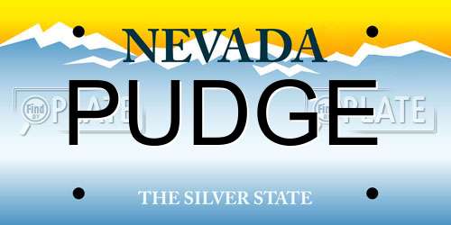 PUDGE Nevada License Plate