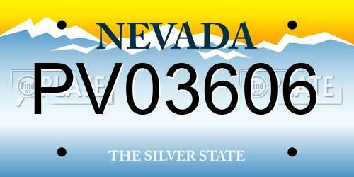 PV03606 Nevada License Plate