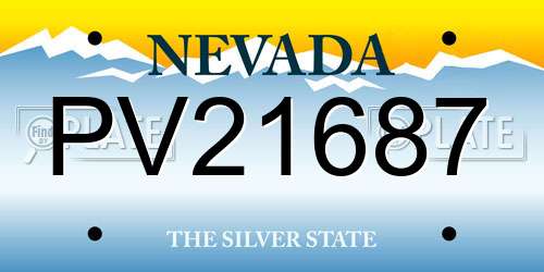 PV21687 Nevada License Plate