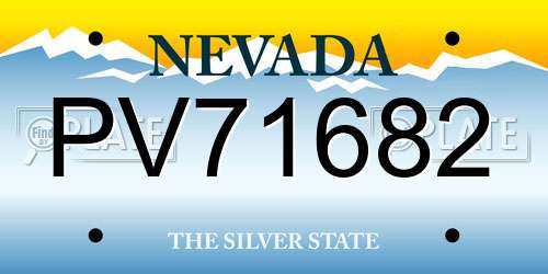 PV71682 Nevada License Plate