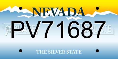 PV71687 Nevada License Plate