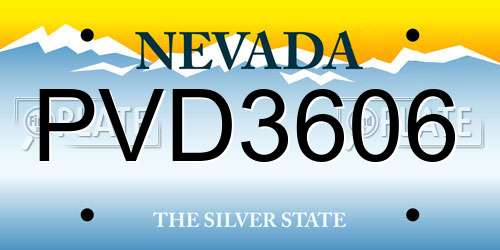 PVD3606 Nevada License Plate