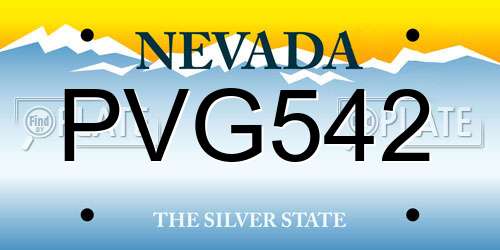 PVG542 Nevada License Plate