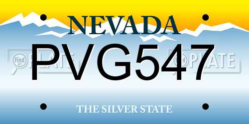 PVG547 Nevada License Plate