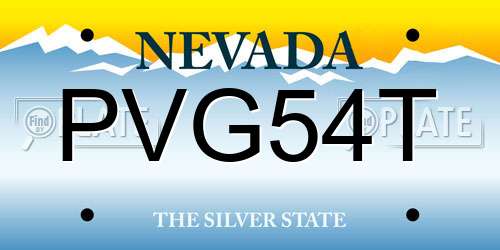 PVG54T Nevada License Plate
