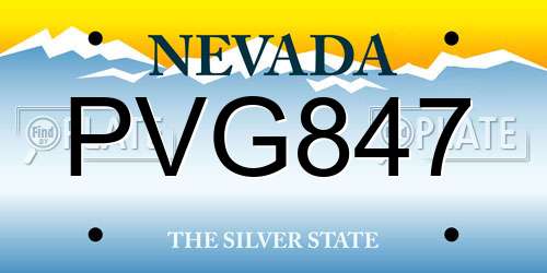PVG847 Nevada License Plate