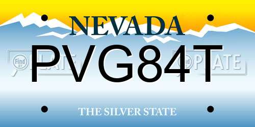 PVG84T Nevada License Plate