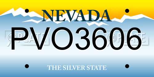 PVO3606 Nevada License Plate