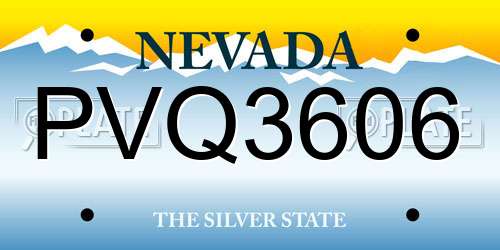 PVQ3606 Nevada License Plate