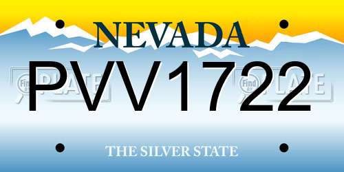 PVV1722 Nevada License Plate
