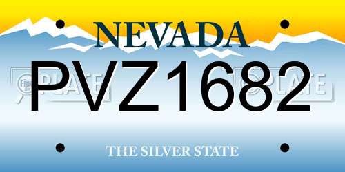 PVZ1682 Nevada License Plate