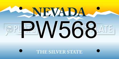 PW568 Nevada License Plate