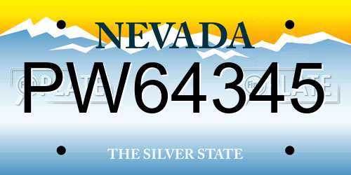 PW64345 Nevada License Plate