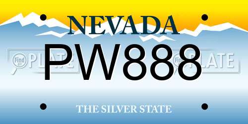PW888 Nevada License Plate