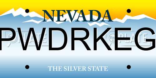 PWDRKEG Nevada License Plate