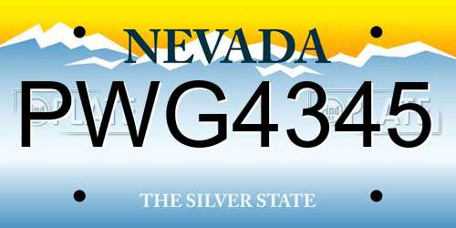 PWG4345 Nevada License Plate