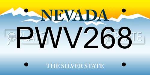 PWV268 Nevada License Plate