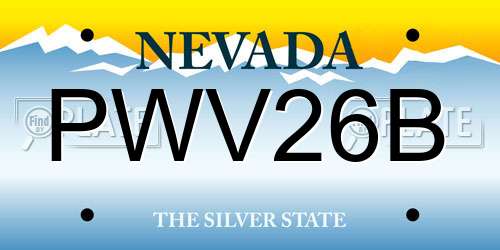 PWV26B Nevada License Plate